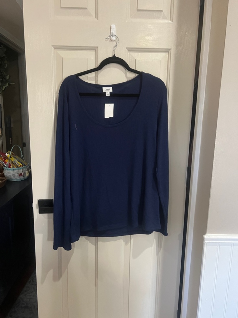 Jenni Navy Long Sleeve Scoop Neck Tee